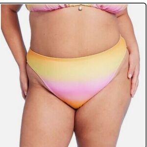 NWT Wild‎ Fable 3X (24-26) Pink Ombré Striped Bikini Swim Bottom Low Rise